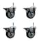 Service Caster 4'' Black Poly Swivel 7/16'' Grip Ring Stem Caster Set with Brake, 4PK SCC-GR20S414-PPUB-BLK-PLB-716138-4 - alternate 1